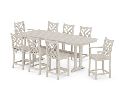 POLYWOOD® Chippendale 9-Piece Counter Set with Trestle Legs in Sand