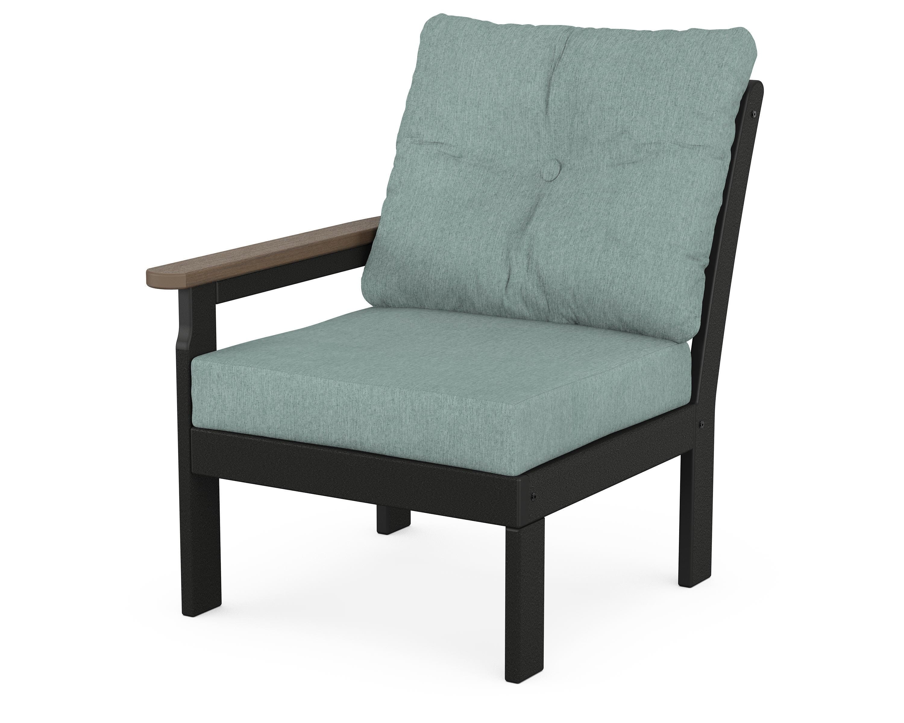 POLYWOOD® Vineyard Modular Left Arm Chair in Black / Kona / Glacier Spa