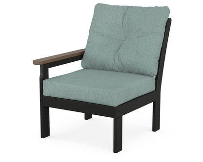 POLYWOOD® Vineyard Modular Left Arm Chair in Black / Kona / Glacier Spa