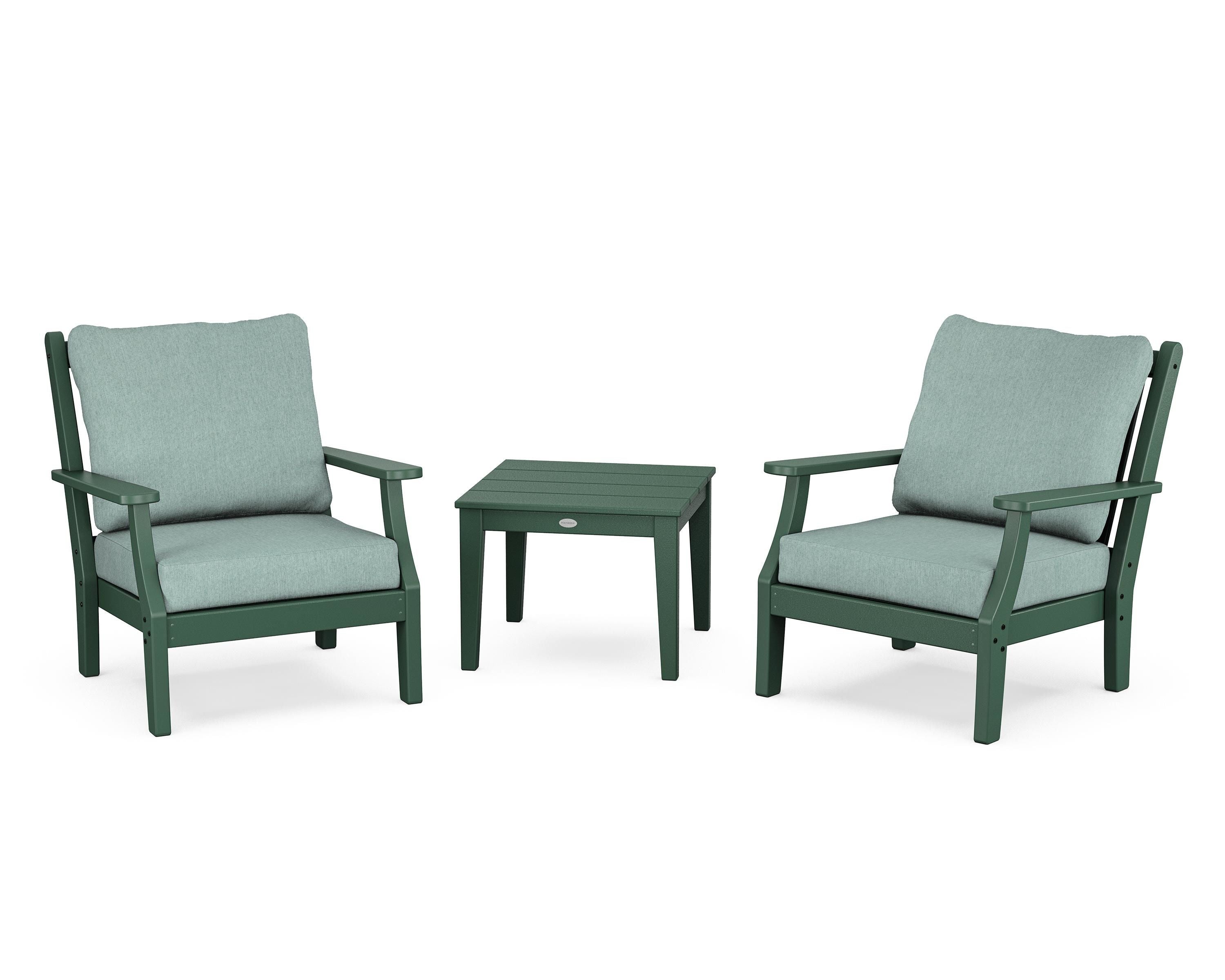 Country Living Wovendale 3-Piece Deep Seating Set in Green / Glacier Spa