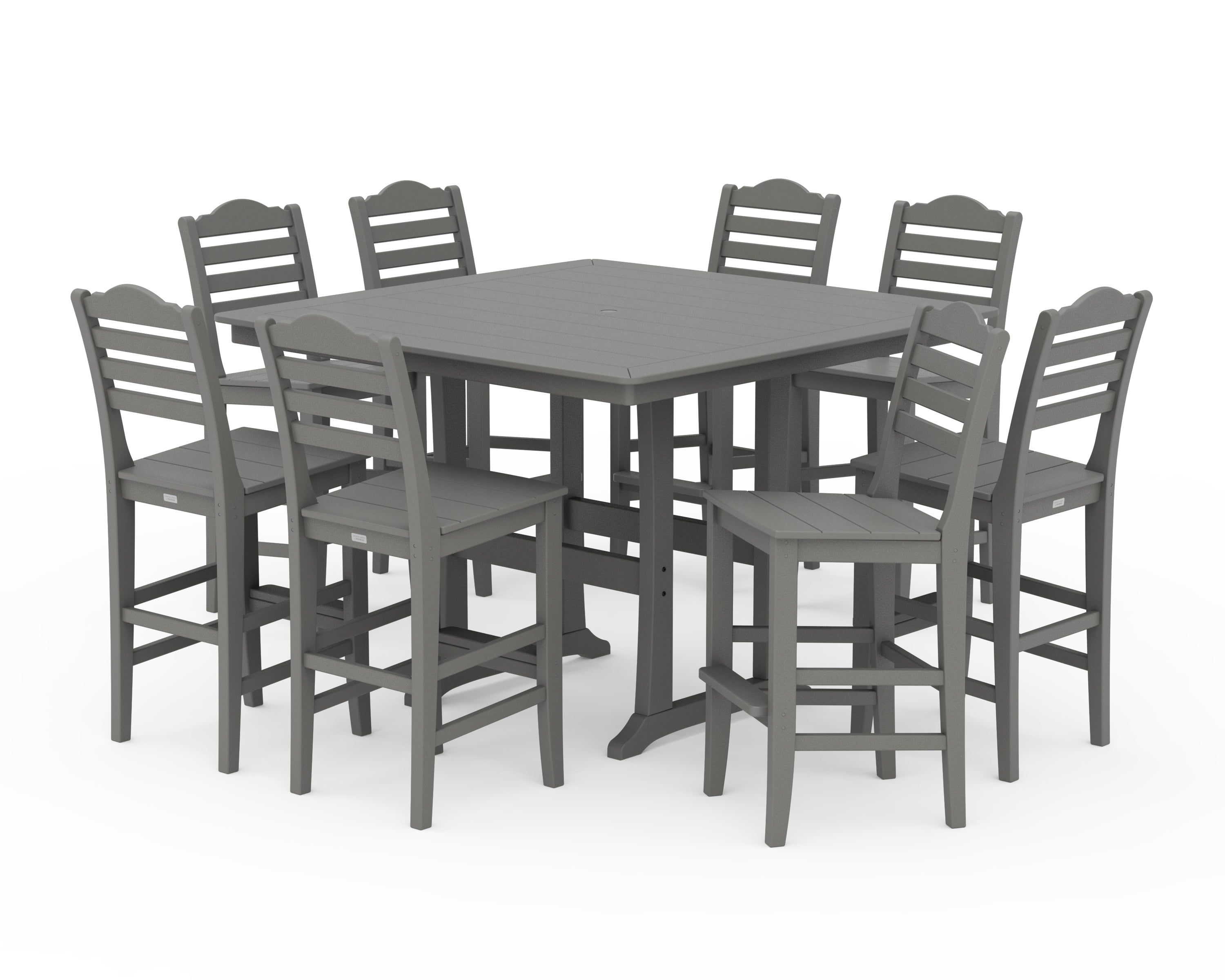 Draper James™ by  POLYWOOD® Savannah Side Chair 9-Piece Square Bar Set with Trestle Legs in Slate Grey