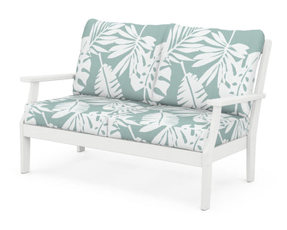 POLYWOOD® Braxton Deep Seating Loveseat in White / Leaf Glacier Spa
