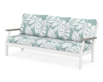POLYWOOD® Braxton Deep Seating Sofa in White / Driftwood / Leaf Glacier Spa