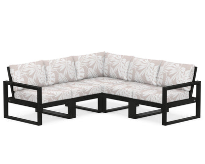 POLYWOOD® EDGE 5-Piece Modular Deep Seating Set in Black / Leaf Dune Burlap