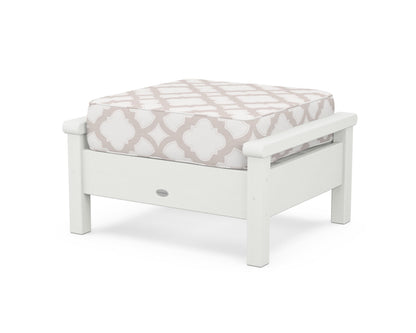 POLYWOOD® Harbour Deep Seating Ottoman in Vintage White / Trellis Dune Burlap