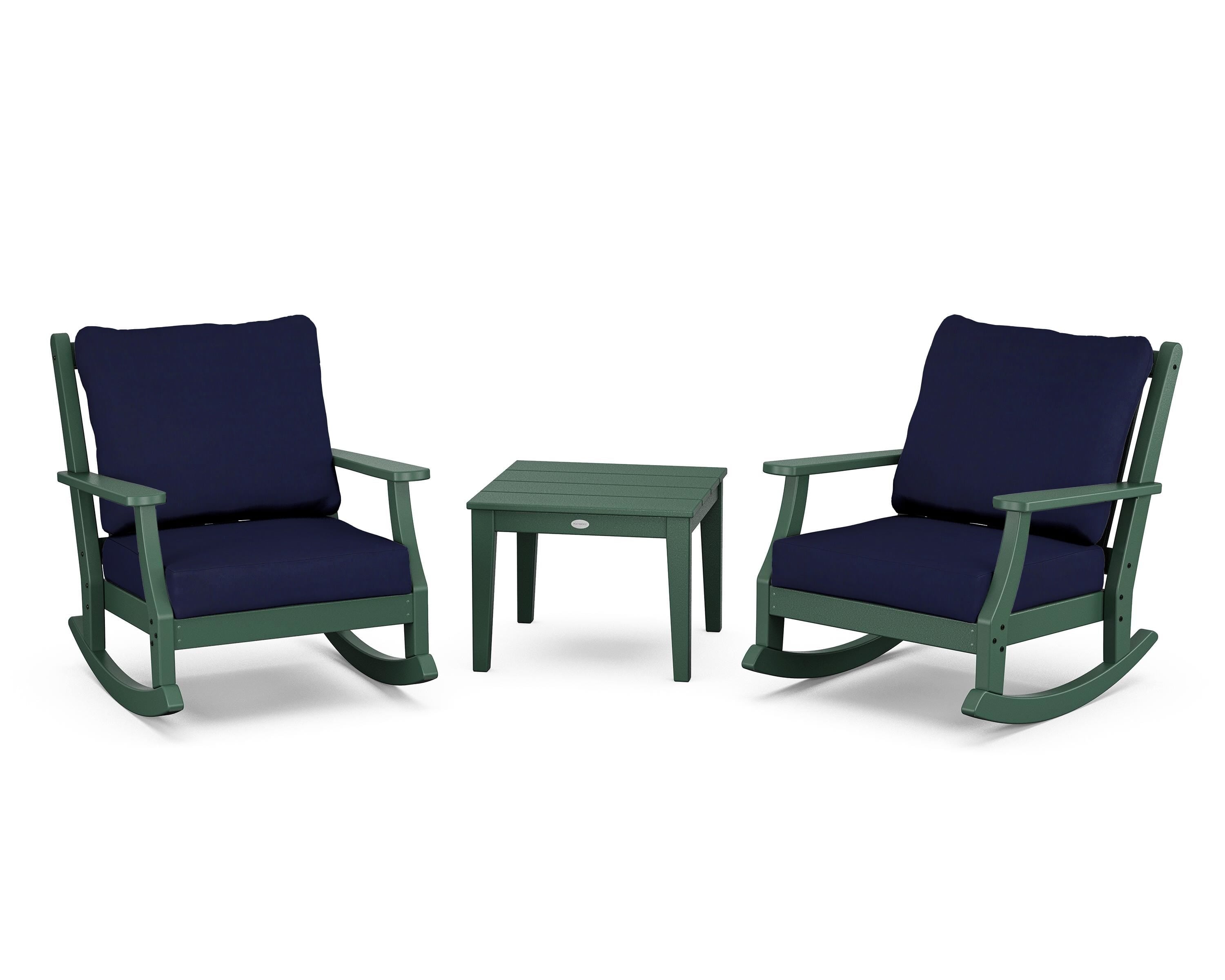 Country Living Wovendale 3-Piece Deep Seating Rocker Set in Green / Navy