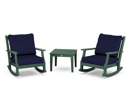 Country Living Wovendale 3-Piece Deep Seating Rocker Set in Green / Navy
