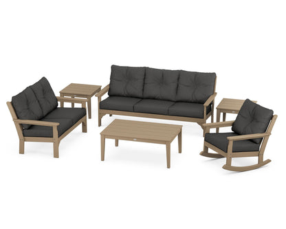 POLYWOOD® Vineyard 6-Piece Deep Seating Set in Vintage Sahara / Spectrum Carbon