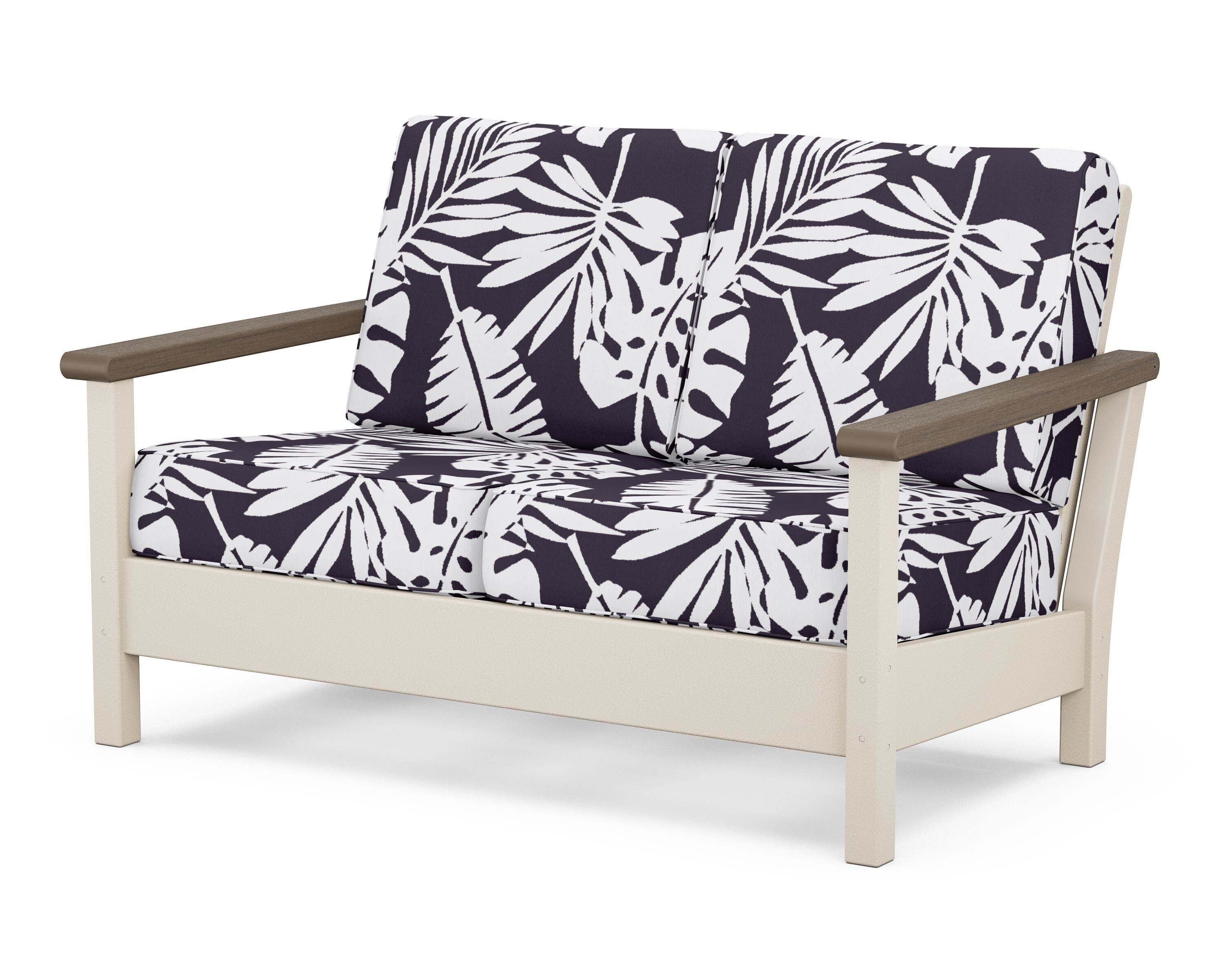 POLYWOOD® Harbour Deep Seating Loveseat in Sand / Kona / Leaf Navy