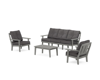 POLYWOOD® Mission 4-Piece Deep Seating Set with Sofa in Slate Grey / Ash Charcoal