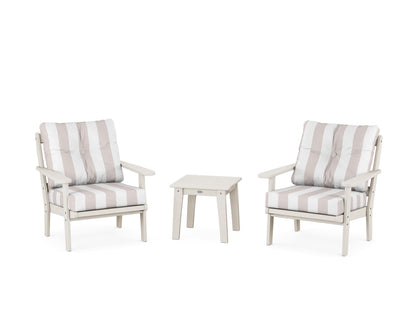 POLYWOOD® Mission 3-Piece Deep Seating Set in Sand / Cabana Stripe Dune Burlap