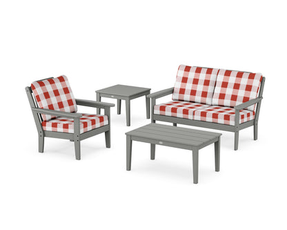 Country Living Wovendale 4-Piece Deep Seating Set in Slate Grey / Buffalo Plaid Crimson