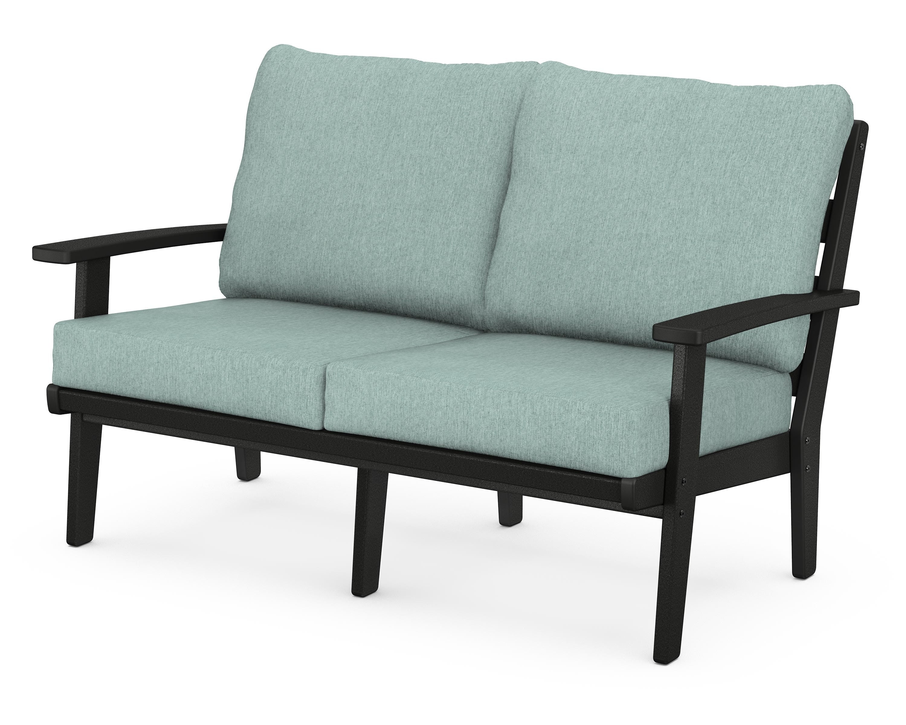 POLYWOOD® Grant Park Deep Seating Loveseat in Black / Glacier Spa