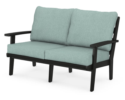 POLYWOOD® Grant Park Deep Seating Loveseat in Black / Glacier Spa