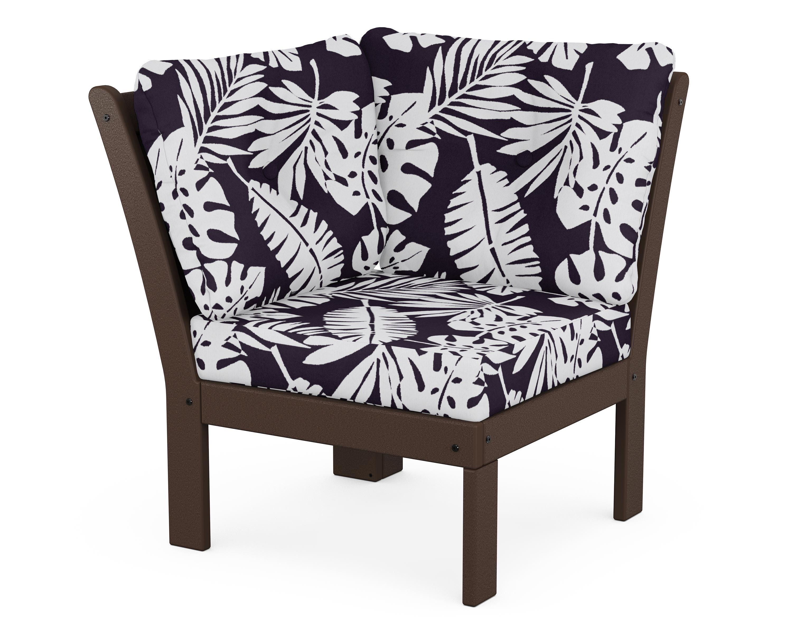 POLYWOOD® Vineyard Modular Corner Chair in Mahogany / Leaf Navy