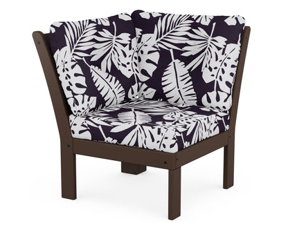 POLYWOOD® Vineyard Modular Corner Chair in Mahogany / Leaf Navy