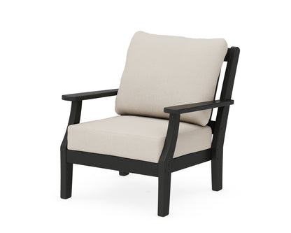 Martha Stewart by POLYWOOD® Chinoiserie Deep Seating Chair in Black / Dune Burlap