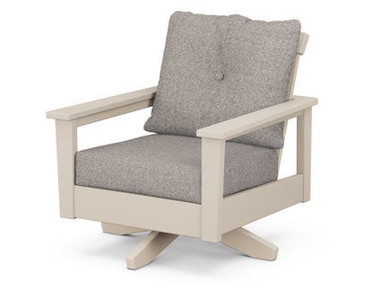 POLYWOOD® Prescott Deep Seating Swivel Chair in Sand / Weathered Tweed