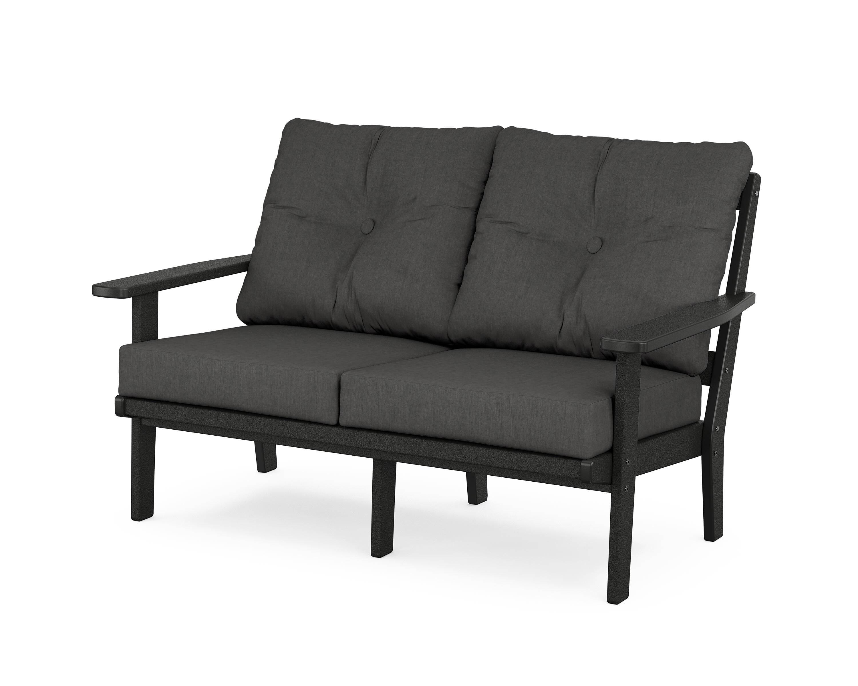POLYWOOD® Oxford Deep Seating Loveseat in Black / Spectrum Carbon