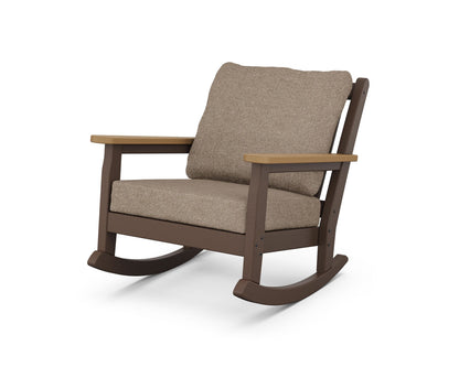POLYWOOD® Chippendale Deep Seating Rocking Chair in Mahogany / Natural / Spiced Burlap