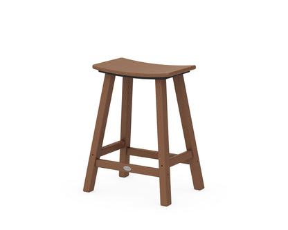 POLYWOOD® Traditional 24" Saddle Counter Stool in Teak