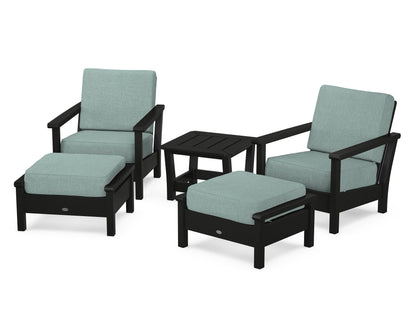 POLYWOOD® Harbour 5-Piece Deep Seating Chair Set in Black / Glacier Spa