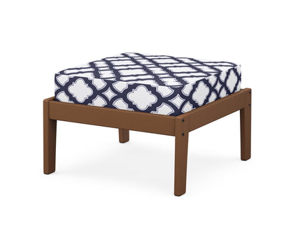 Unbranded Deep Seating Ottoman in Teak / Trellis Navy