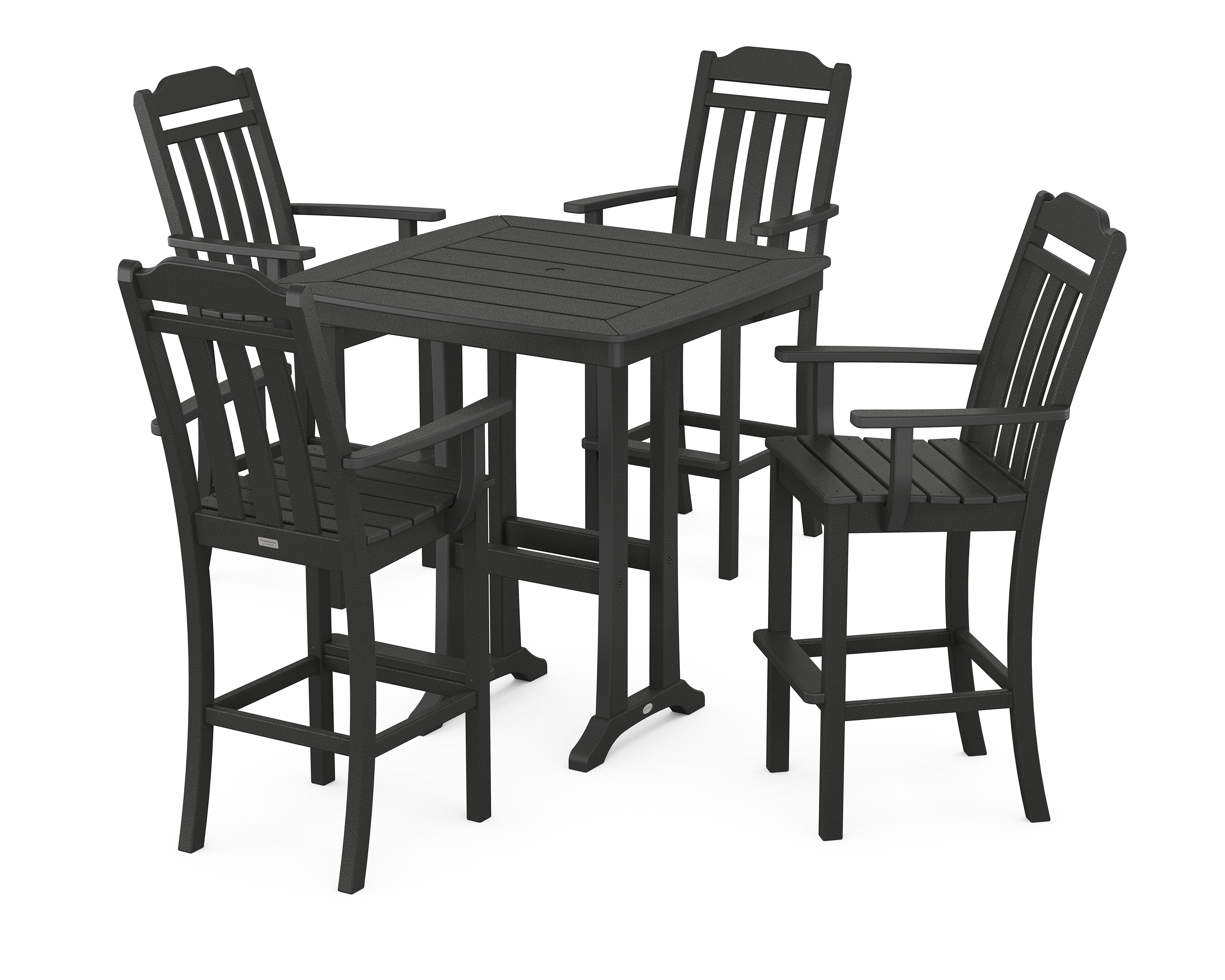 Country Living Cottage 5-Piece Bar Set with Trestle Legs in Black