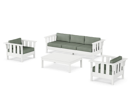 Martha Stewart by POLYWOOD® Acadia 4-Piece Deep Seating Set with Sofa in White / Cast Sage