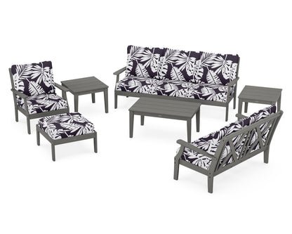 POLYWOOD® Braxton 7-Piece Deep Seating Set in Slate Grey / Leaf Navy