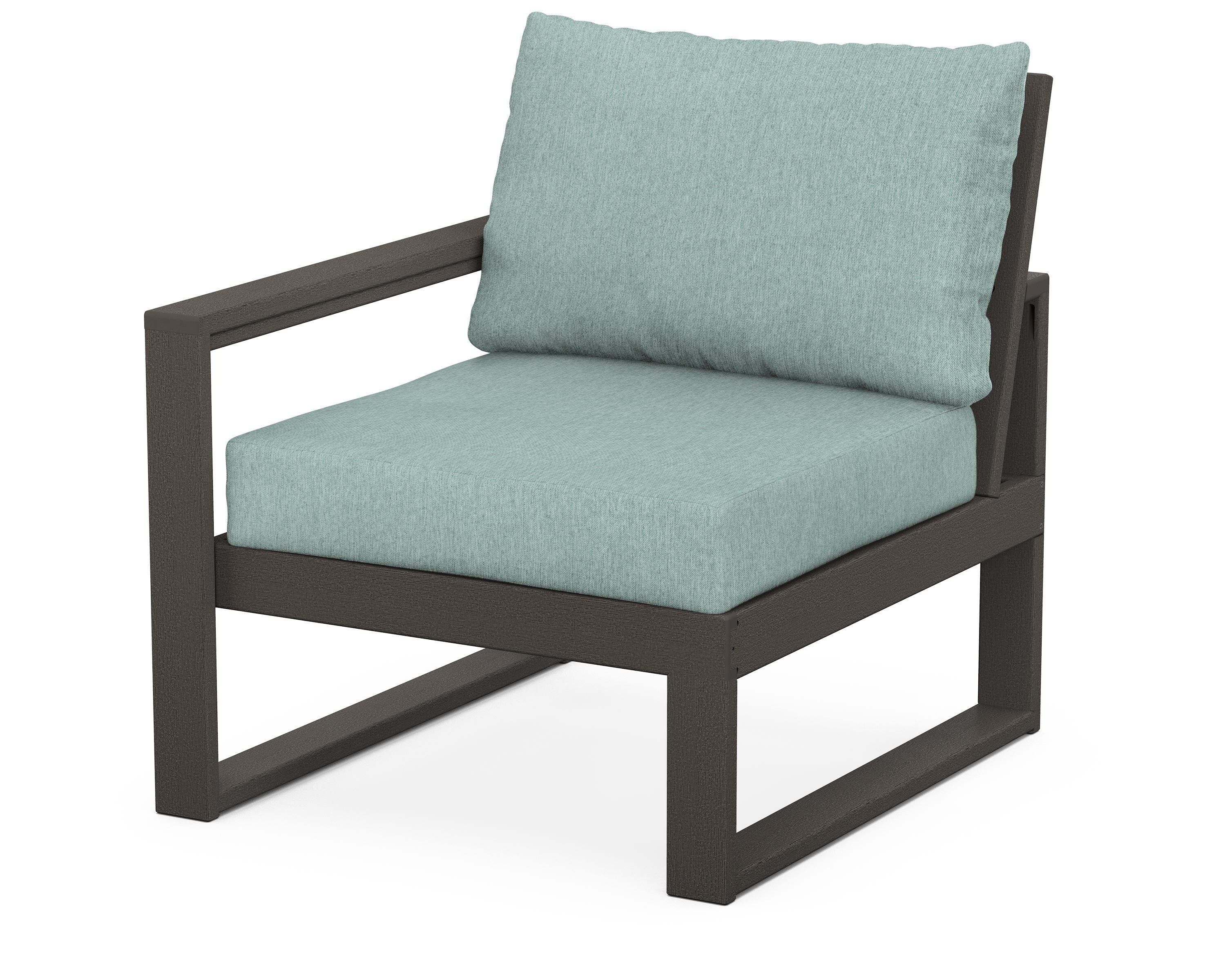POLYWOOD® EDGE Modular Left Arm Chair in Vintage Coffee / Glacier Spa