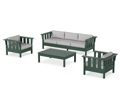Martha Stewart by POLYWOOD® Acadia 4-Piece Deep Seating Set with Sofa in Green / Granite