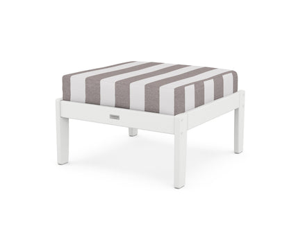 Country Living Cottage Deep Seating Ottoman in White / Cabana Stripe Grey Mist