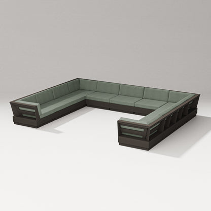 PW Designer Series Elevate Large U-Shaped Sectional in Vintage Coffee / Cast Sage