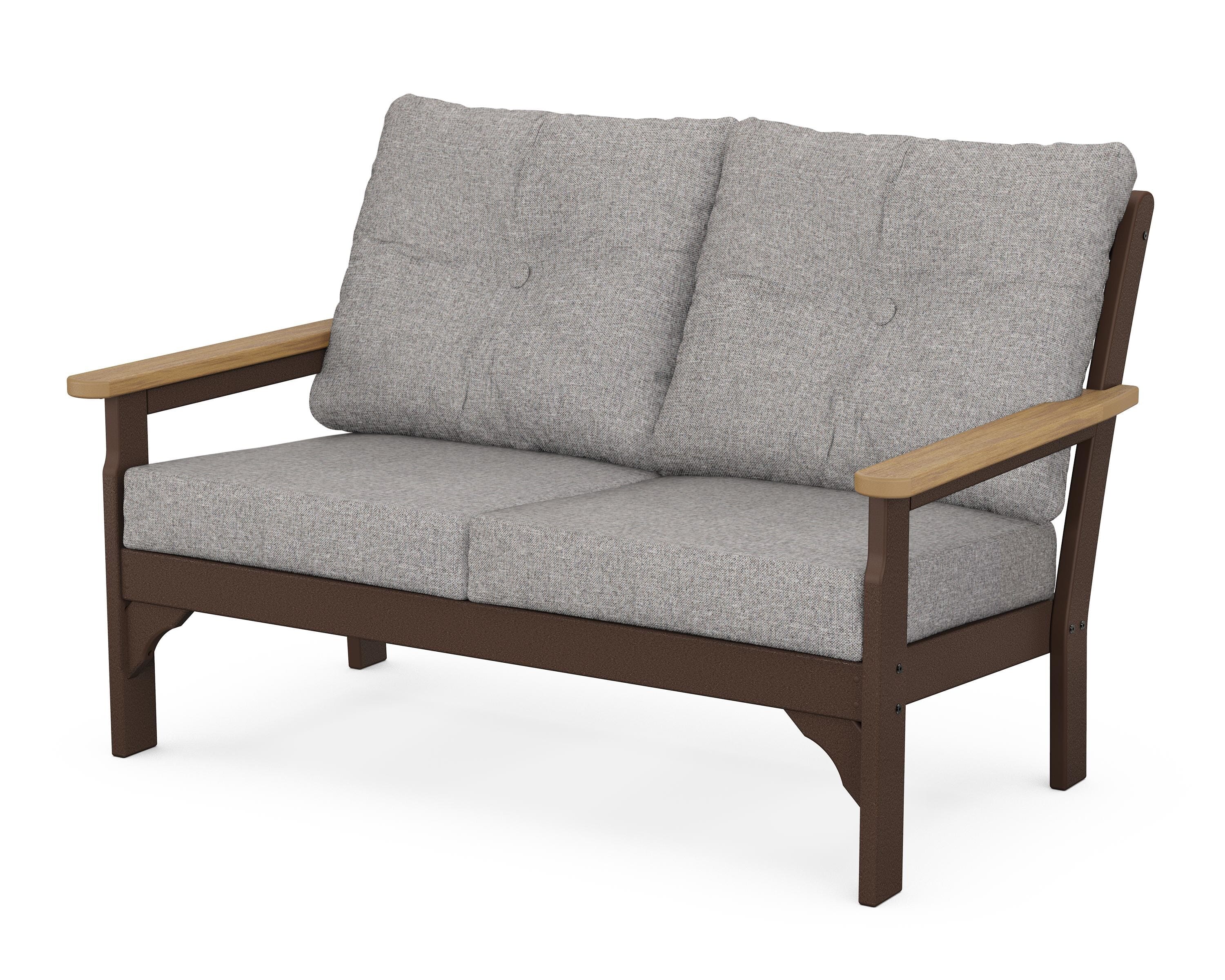 POLYWOOD® Vineyard Deep Seating Loveseat in Mahogany / Natural / Grey Mist