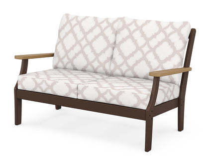 POLYWOOD® Braxton Deep Seating Loveseat in Mahogany / Natural / Trellis Dune Burlap