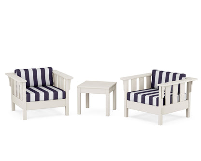 Martha Stewart by POLYWOOD® Acadia 3-Piece Deep Seating Set in Sand / Cabana Stripe Navy