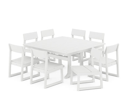 POLYWOOD® EDGE Side Chair 9-Piece Dining Set with Trestle Legs in White