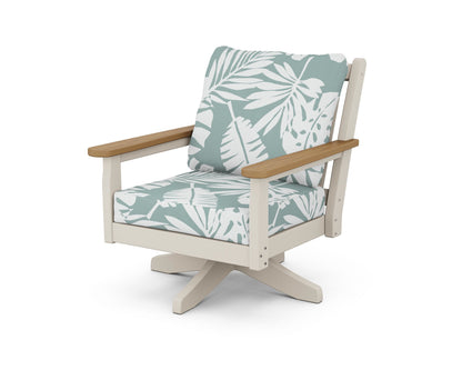 POLYWOOD® Chippendale Deep Seating Swivel Chair in Sand / Natural / Leaf Glacier Spa