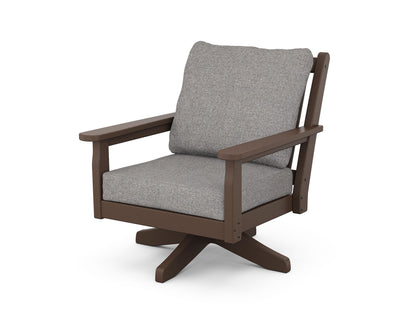 POLYWOOD® Chippendale Deep Seating Swivel Chair in Mahogany / Grey Mist
