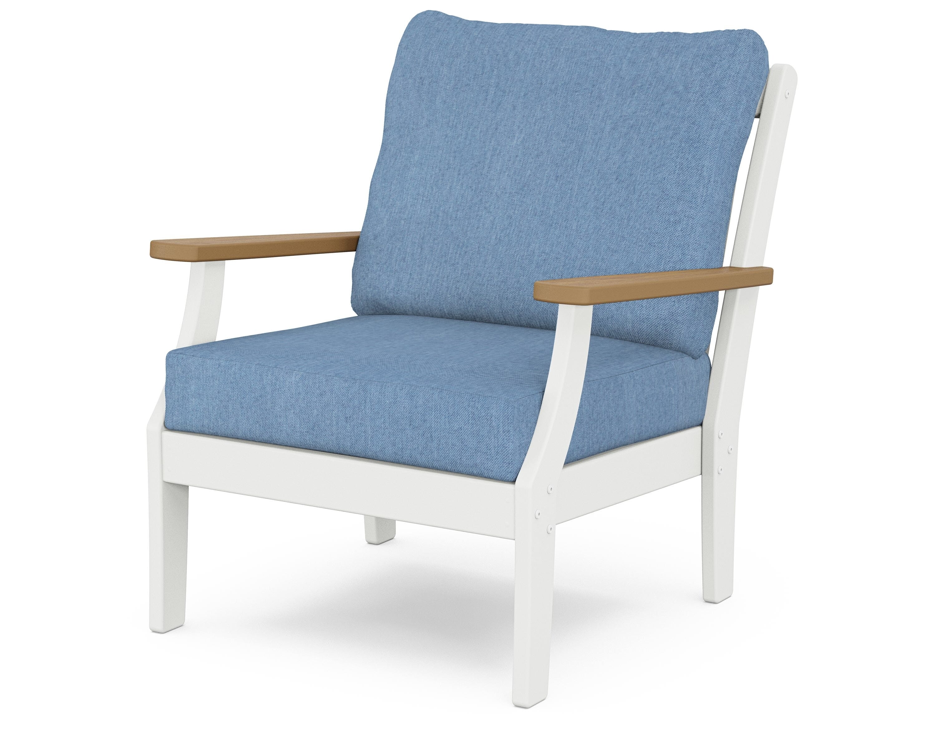 POLYWOOD® Braxton Deep Seating Chair in White / Natural / Sky Blue