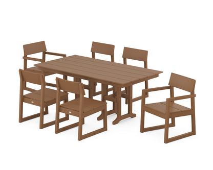 POLYWOOD® EDGE 7-Piece Farmhouse Dining Set in Teak