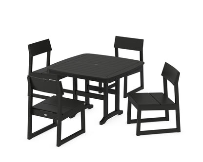POLYWOOD® EDGE Side Chair 5-Piece Dining Set with Trestle Legs in Black