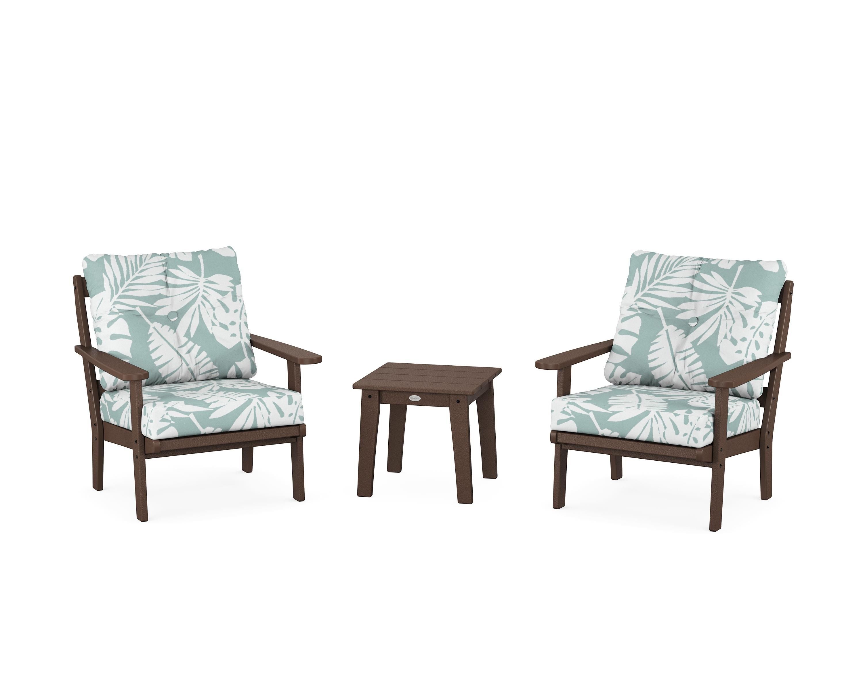 POLYWOOD® Mission 3-Piece Deep Seating Set in Mahogany / Leaf Glacier Spa