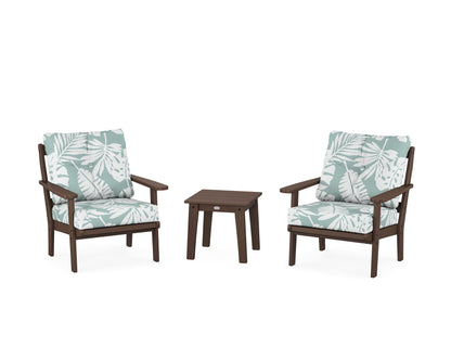 POLYWOOD® Mission 3-Piece Deep Seating Set in Mahogany / Leaf Glacier Spa