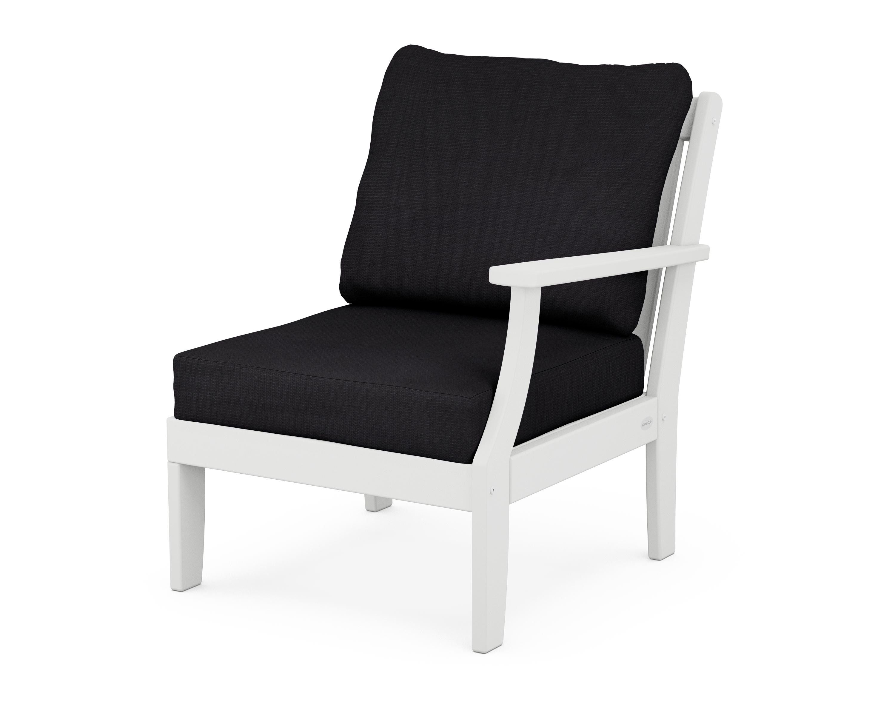 POLYWOOD® Braxton Modular Right Arm Chair in White / Midnight Linen