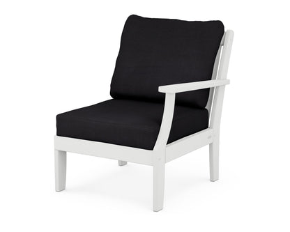 POLYWOOD® Braxton Modular Right Arm Chair in White / Midnight Linen