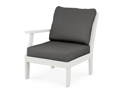 POLYWOOD® Braxton Modular Left Arm Chair in Vintage White / Spectrum Carbon
