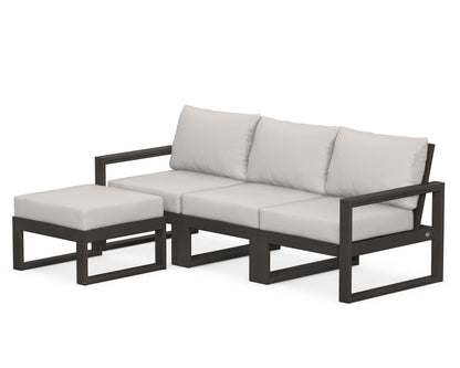 POLYWOOD® EDGE 4-Piece Modular Deep Seating Set with Ottoman in Vintage Coffee / Cast Ash