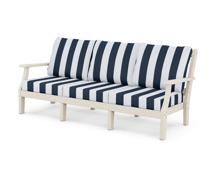 Martha Stewart by POLYWOOD® Chinoiserie Deep Seating Sofa in Sand / Cabana Stripe Marine Indigo